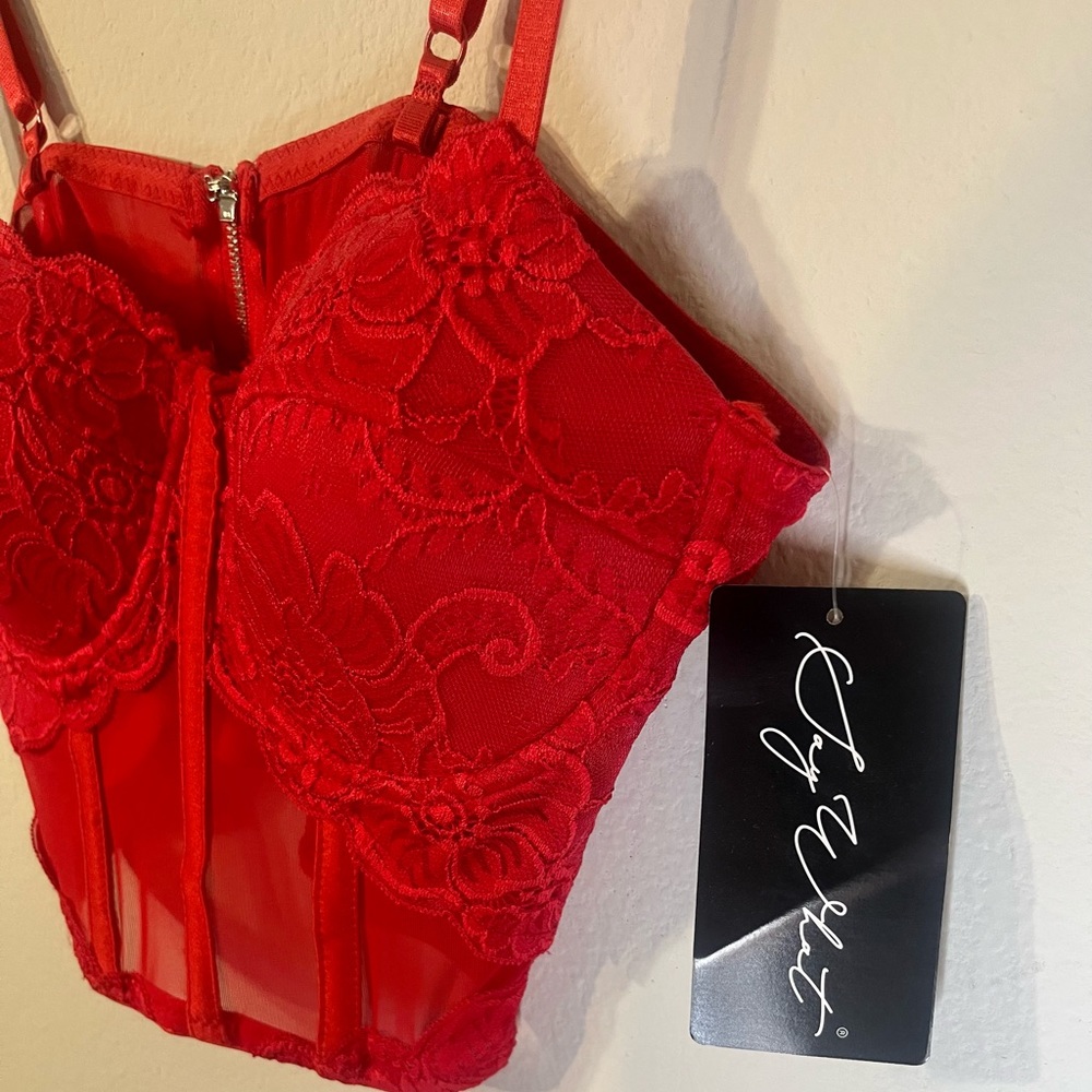 Red Lace Say What Corset Crop top